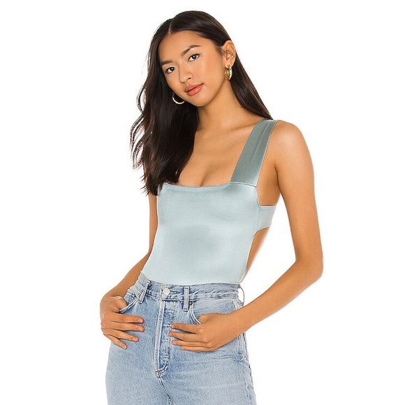 Free People Oh She's Strappy Bodysuit in Seafoam Casino, Size Large, NWT 💕 - Picture 1 of 9